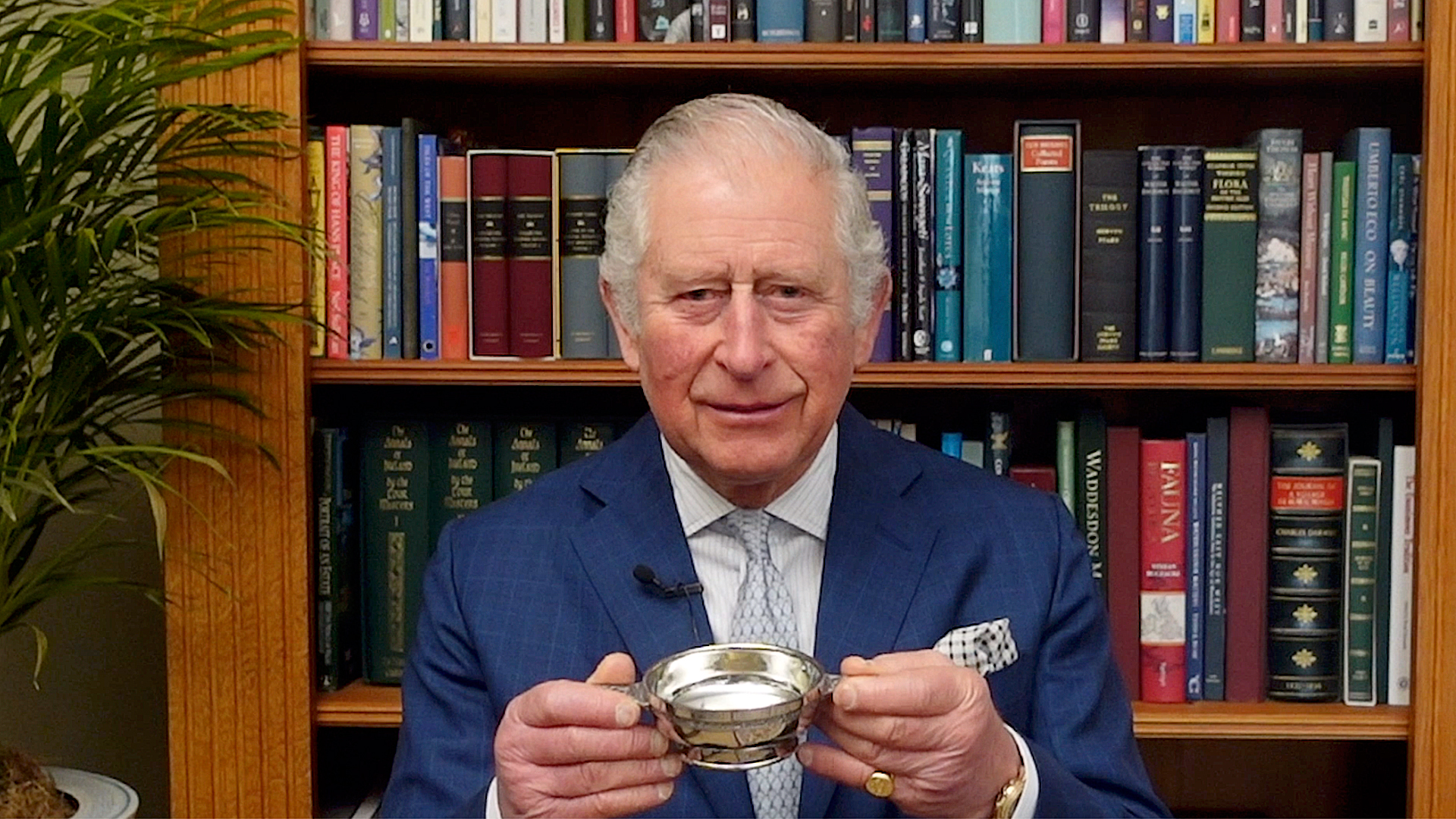 The then... Prince of Wales and Duke of Rothesay (Now, King) Charles with a silver quaich during a toast to the Scotch Whisky Industry